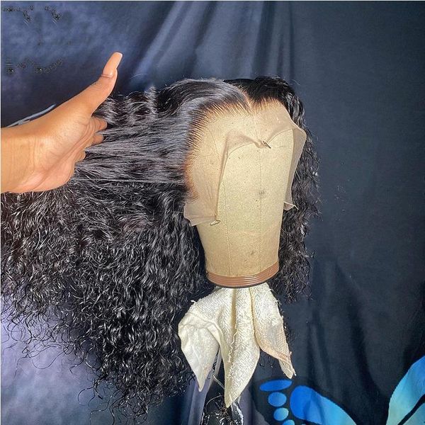 

synthetic wigs 26inch black long kinky curly lace front wig glueless 13x4 for women daily wear 180%density