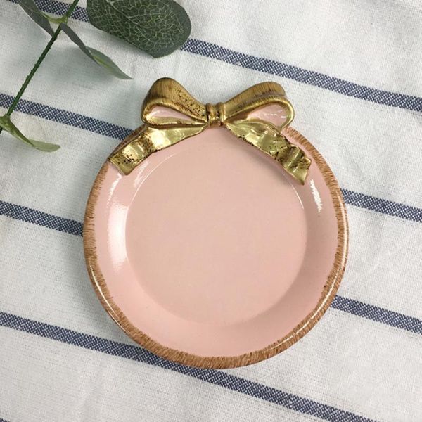 

delicate round platter with elegant bow-knot decorative tableware for serving dessert or fruit) dishes & plates