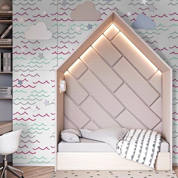 

wallpapers green purple wave cartoon furniture decal wallpaper living room adhesive wall paper waterproof sticker for children