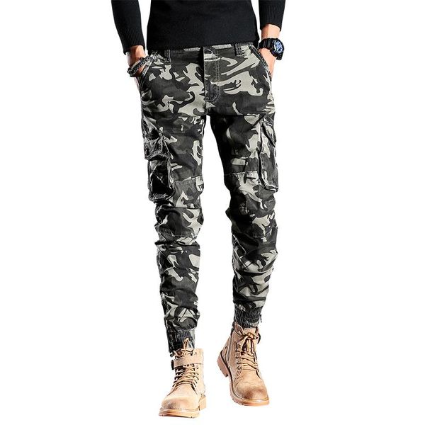 

autumn military tactical cargo pants men casual many pockets pure cotton camouflage trousers men's, Black