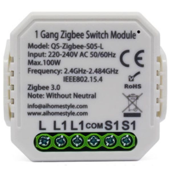

smart home control tuya zigbee 3.0 switch module no neutral eu 220v 1 way wireless light compatible alexa google
