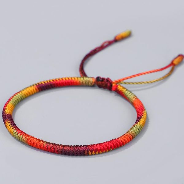 

tibetan buddhist handmade lucky knots rope bracelets for women men buddhism braided gradient bless bangle amulet charm, Golden;silver