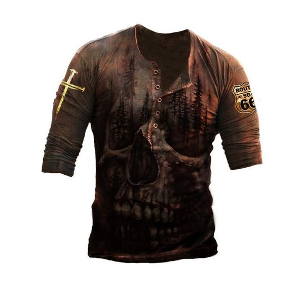 

rock style men is buttoned t-shirt, high-quality, comfortable, fashionable, novel and handsome short-sleeved party street v-neck, White;black