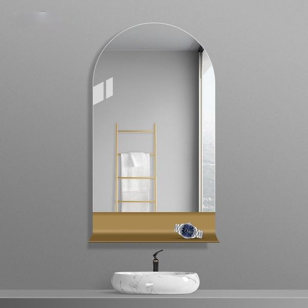 

mirrors light luxury arch-shaped bathroom mirror wall-mounted toilet wash basin dressing with shelf decorative cosmetic