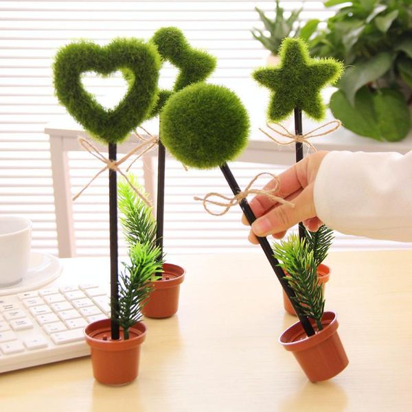 

pcs/lot korean creative stationery potted plant pen cute green postoral ballpoint pens for kids's gift, Blue;orange