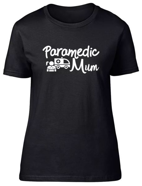

paramedic mum fitted womens ladies t shirt, White;black