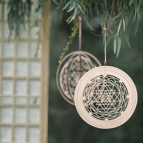 

decorative objects & figurines wooden wall sign flower of life energy mat home decor car hanging handmade geometry ornament laser cut craft