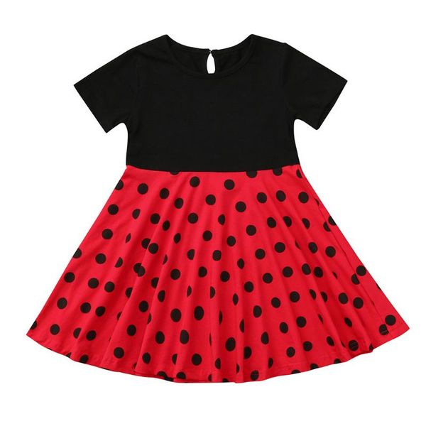 

girl's dresses todder baby girls polka dot dress kids elegant swing rockabilly party princess daily girl summer clothes 2-12 years, Red;yellow