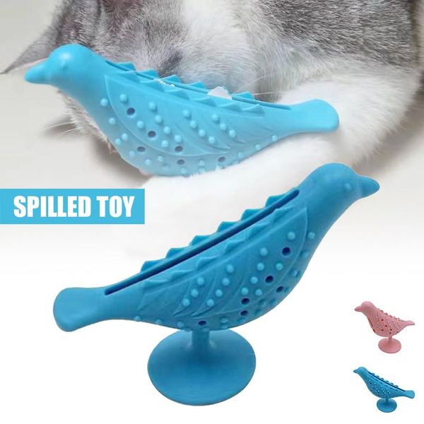 

cat toys silicone birds-shape molar smart interaction suction cupbite grinding teeth leaking food chew in stock