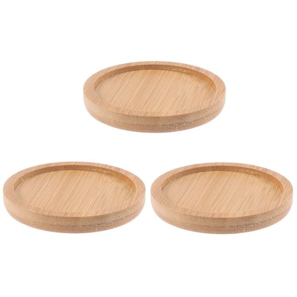 

dishes & plates 3pcs flowerpot tray ceramic round succulent flower pot bamboo
