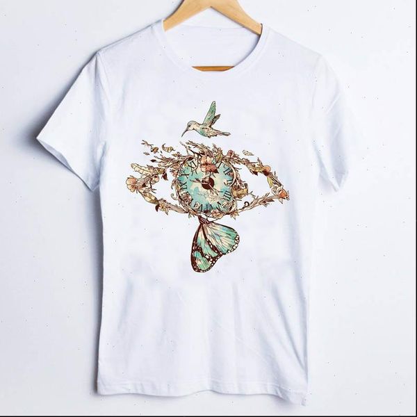 

women t shirt tees for print leopard butterfly 90s style spring vintage fashion ladies clothes lady clothing female, White