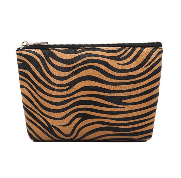 

3pcs cosmetic bags women pu zebra prints large capacity storage bag mix color