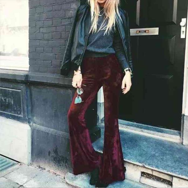 

fashion velvet pants women autumn winter flare pants high waist trousers street style bottoms women flare, Black;white
