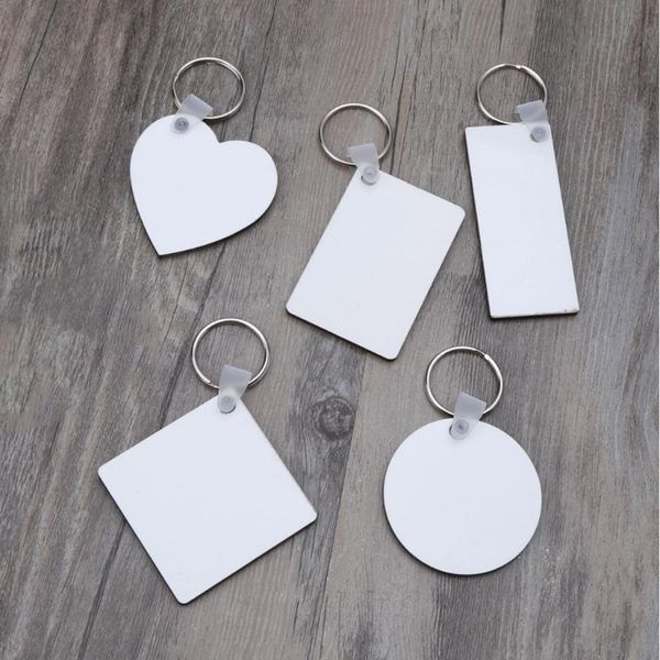 

keychains 12pc diy sublimation wooden hard board key rings double printable white blank mdf chain heat transfer jewelry making #17, Silver