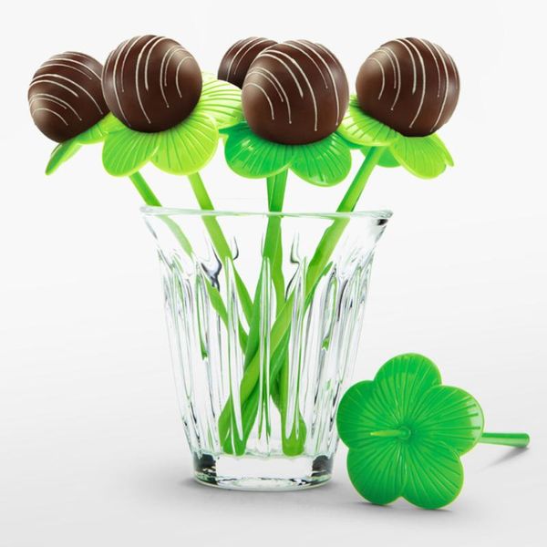 

10pcs creative flower shape picks decorative fruit forks tableware party supplies (random color)