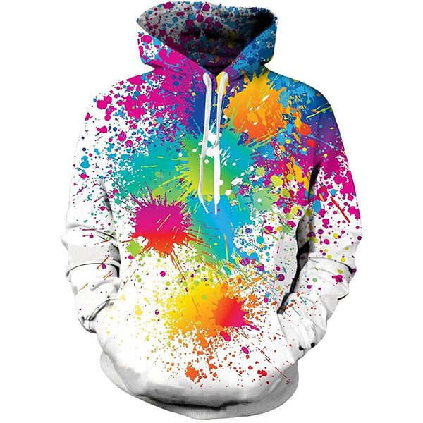 

color paint 3d printing hoodie visual impact party punk gothic round neck american sweatshirt hoodie, Black