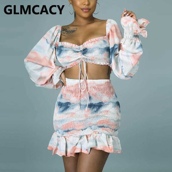 

two pieces sets women off shoulder & ruffle design pleated skirts 210702, White