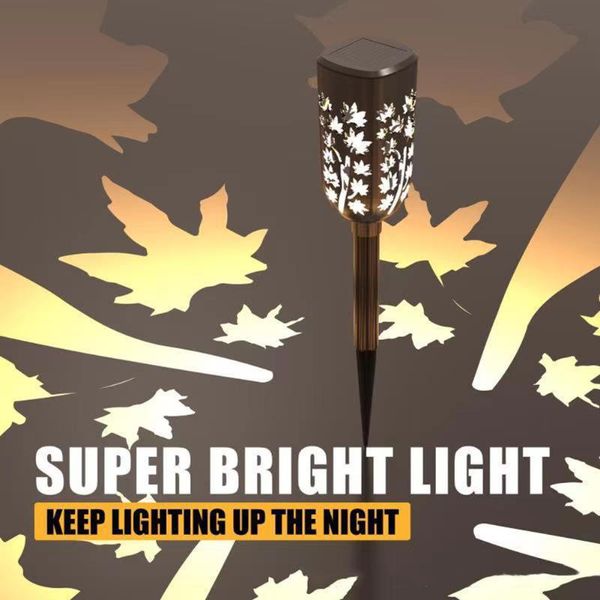 

lawn lamps waterproof led solar lights hollow maple projection stake lamp garden decor energy powered outdoor light