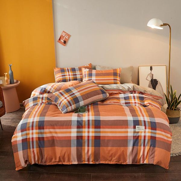 

bedding sets 2021 autumn bed sheet quilt cover simple style large double size lattice printed matte adult