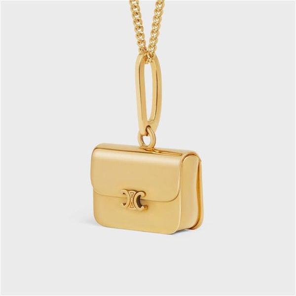 

2021 new celi arc bag solid clavicle necklace brass gold plated simple, Silver