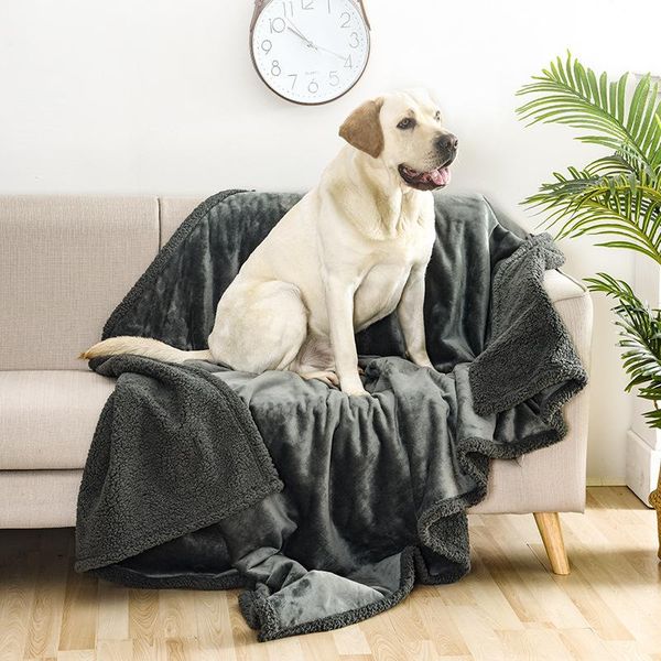 

kennels & pens waterproof pet blanket liquid pee proof dog for sofa bed couch, reversible sherpa fleece furniture protector cover