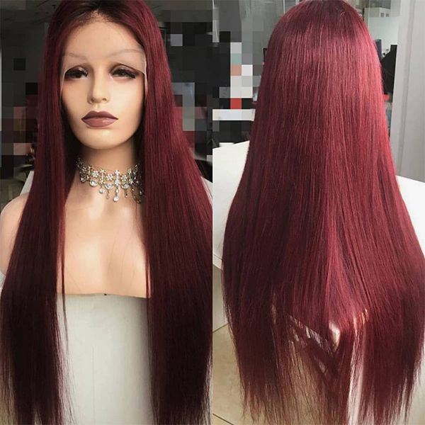 

4x4 lace closure wig 1b/99j burgundy human hair wigs for women 150 density peruvian straight closure wig human hair, Black