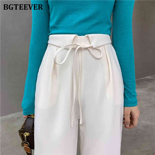 

pants new elegant high waist lace-up women suit fashion chic loose wide leg pants female solid trousers 2021 spring summer kd4i, Black;white