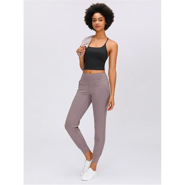 

yoga outfit women naked-feel fabric loose fit sport active lounge jogger butter soft elastic leggings with two side pockets full length