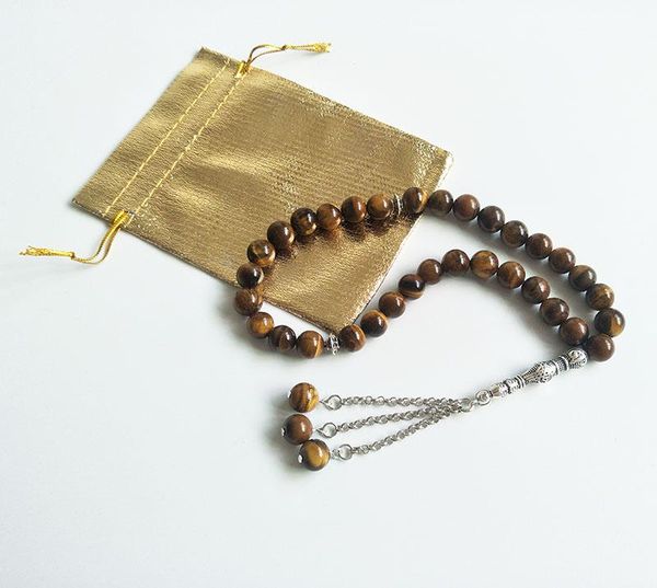 

beaded, strands real tiger eye stone islamic prayer 33 beads tasbih misbaha muslim rosary tasbeeh, Black