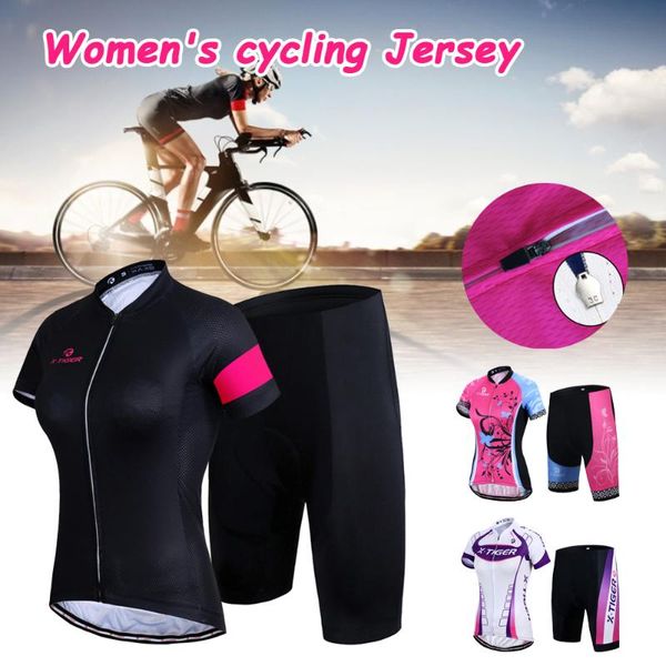 

summer women's cycling jersey set anti-uv bicycle shorts biking clothes quick-dry mountain female bike racing sets, Black;blue