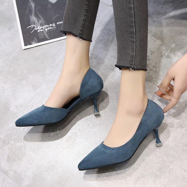 

dress shoes fashion women's heel pointed wild thin heels banquet bridal wedding w37-49, Black
