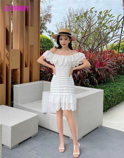 

fashion word shoulder halter dres zippers knee-length office lady polyester 210603, Black;gray