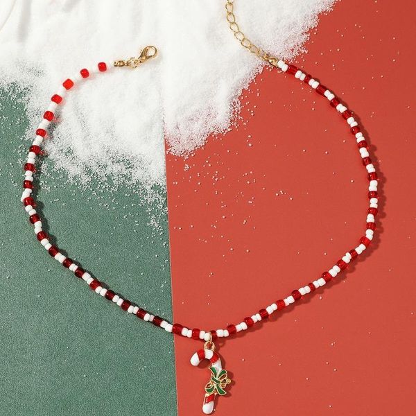 

chains beaded clavicle chain woman crutch women necklaces geometric classic christmas european red white trendy retro cute halskette, Silver