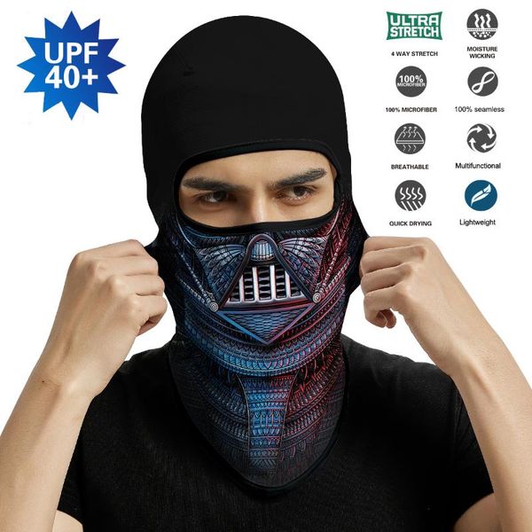 

washable balaclava buff bandana scarf cycling full face mask sport headband bicycle darth vader earloop cover fishing caps & masks, Black