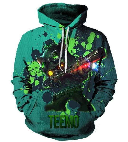 

men's hoodies & sweatshirts 2021 fall 3d anime league of legends hoodie casual sweater women's pullover streetwear hip hop loose t, Black