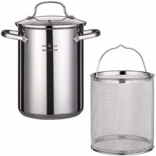 

pans 1 set of stainless steel fryer pot household frying with basket
