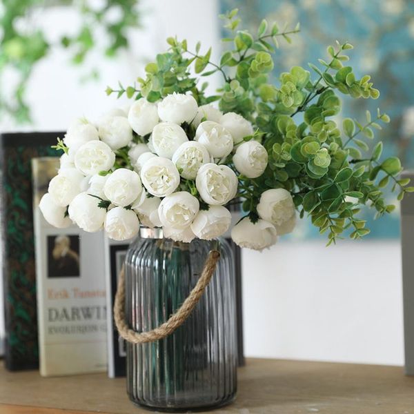 

decorative flowers & wreaths 28cm 27 head/bounch tea rose bouquets fake silk wedding decor