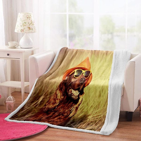 

blankets irisbell dog print cozy sherpa fleece blanket sofa couch bed travel plush home decor throw camping tents quilt