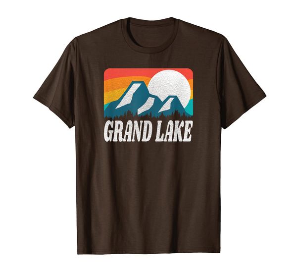 

grand lake colorado retro rainbow mountain t-shirt, White;black
