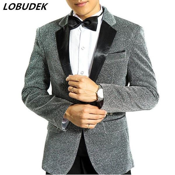 

men's jackets gray black red male jacket blazers men wedding groom dress prom party host nightclub singer teams chorus performance cost, Black;brown