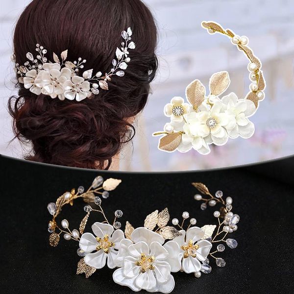 

hair clips & barrettes crystal bride wedding pearl headbands vine ornaments bridal elegant bridesmaid headdress fashion jewelry, Golden;silver