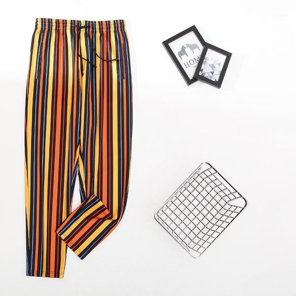 

pants england style stripe printed trousers men clothing casual loose streetwear joggers ropa de hombre fashion men's, Black
