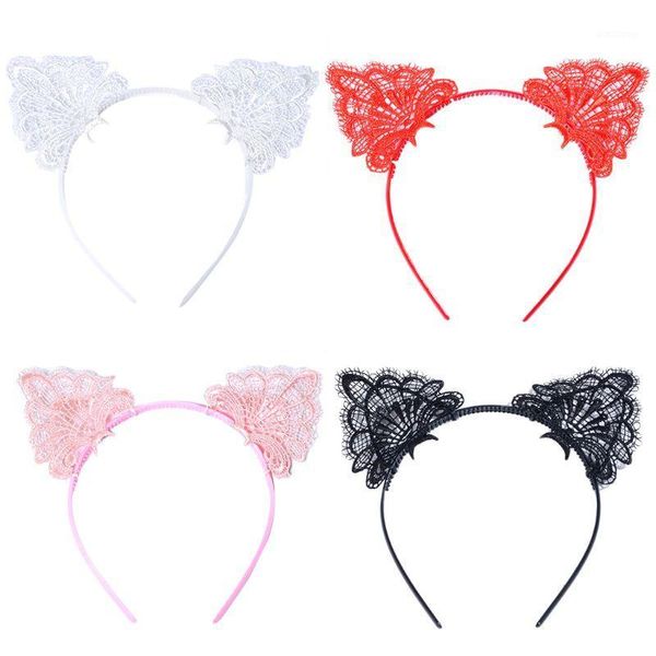 

cat ears headband hollow embroidery lace hair hoop anime cosplay headpiece1