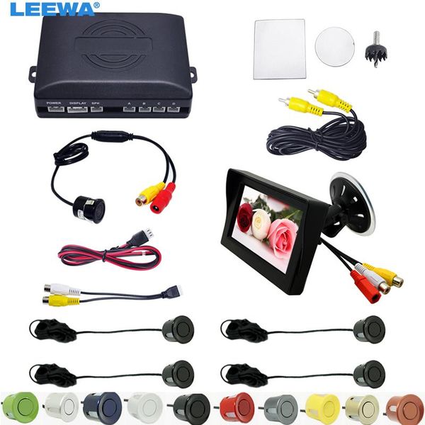 

car rear view cameras& parking sensors leewa 4.3" windshield monitor + 4-sensor sensor 18.5mm ccd camera reversing rearview radar syste