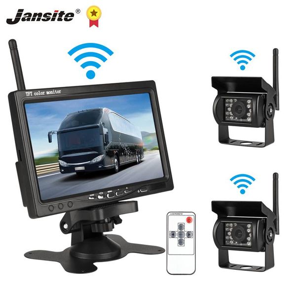 

car video jansite 7" wireless monitor tft backup cameras for truck parking rearview system rear camera lens voltage 12-24v