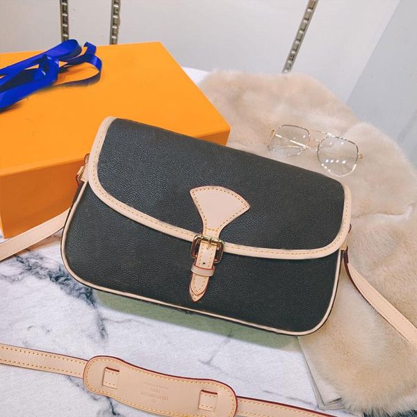 Damen Messenger Bags Umhängetasche Handtasche Geldbörse Mode Gold Messing Accessoires Kortikaler Schnallenverschluss Echtes Leder Hochwertiger Innenreißverschluss