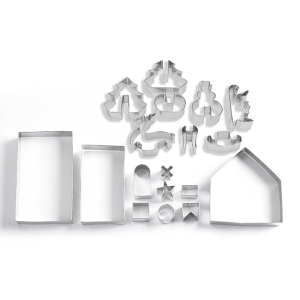 

baking moulds 3d three-dimensional stainless steel anti-rust biscuit mold christmas bread house non-toxic tools for kitchen