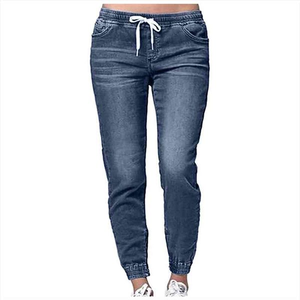 

vintage clothes femme denim trousers women jeans mid waisted poket lace up lantern pants casual, Blue