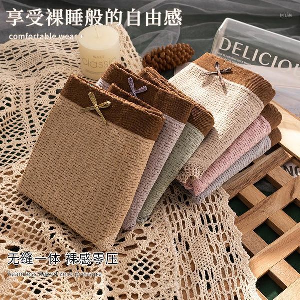 

women's underpants soft cotton panties girls solid color briefs striped panty lingerie female underwear, Black;pink