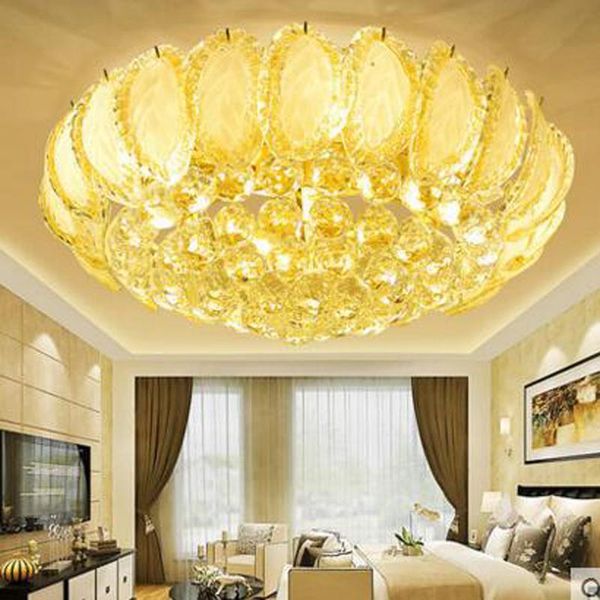 

ceiling lights european style gold led cornucopia crystal lamp living room lighting bedroom study round restaurant